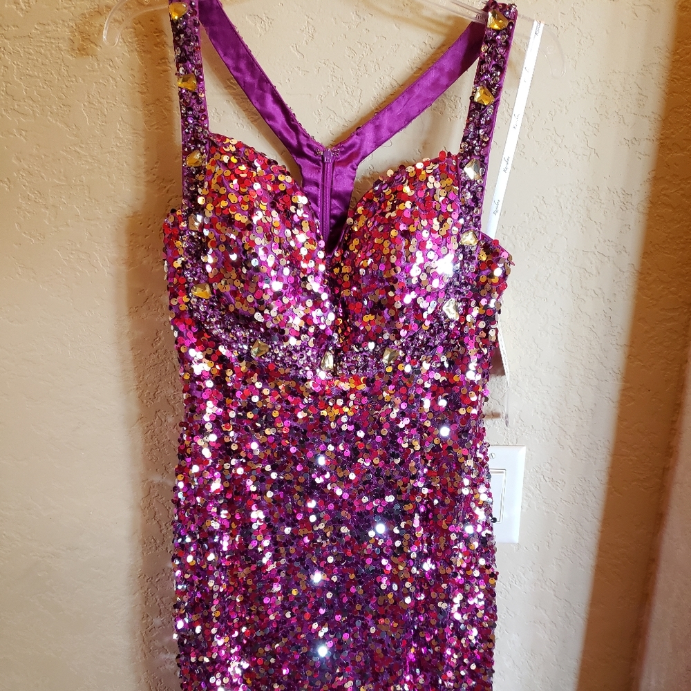 Karishma Purple Sequined Cocktail Dress